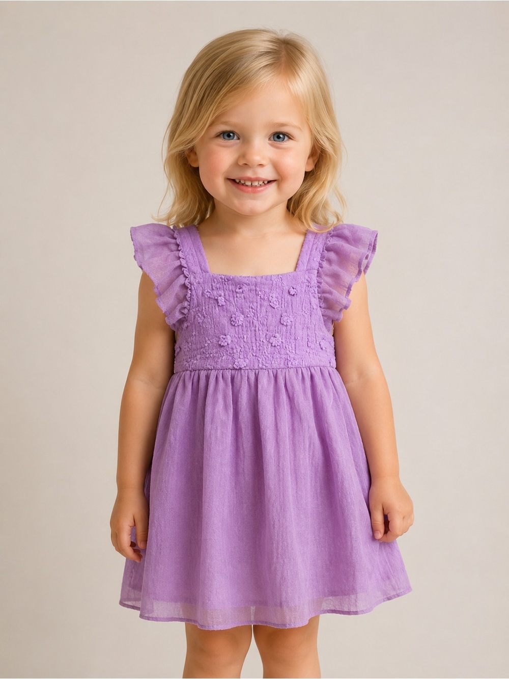 Cat & Jack Lavender Dress with Ruffle Sleeves